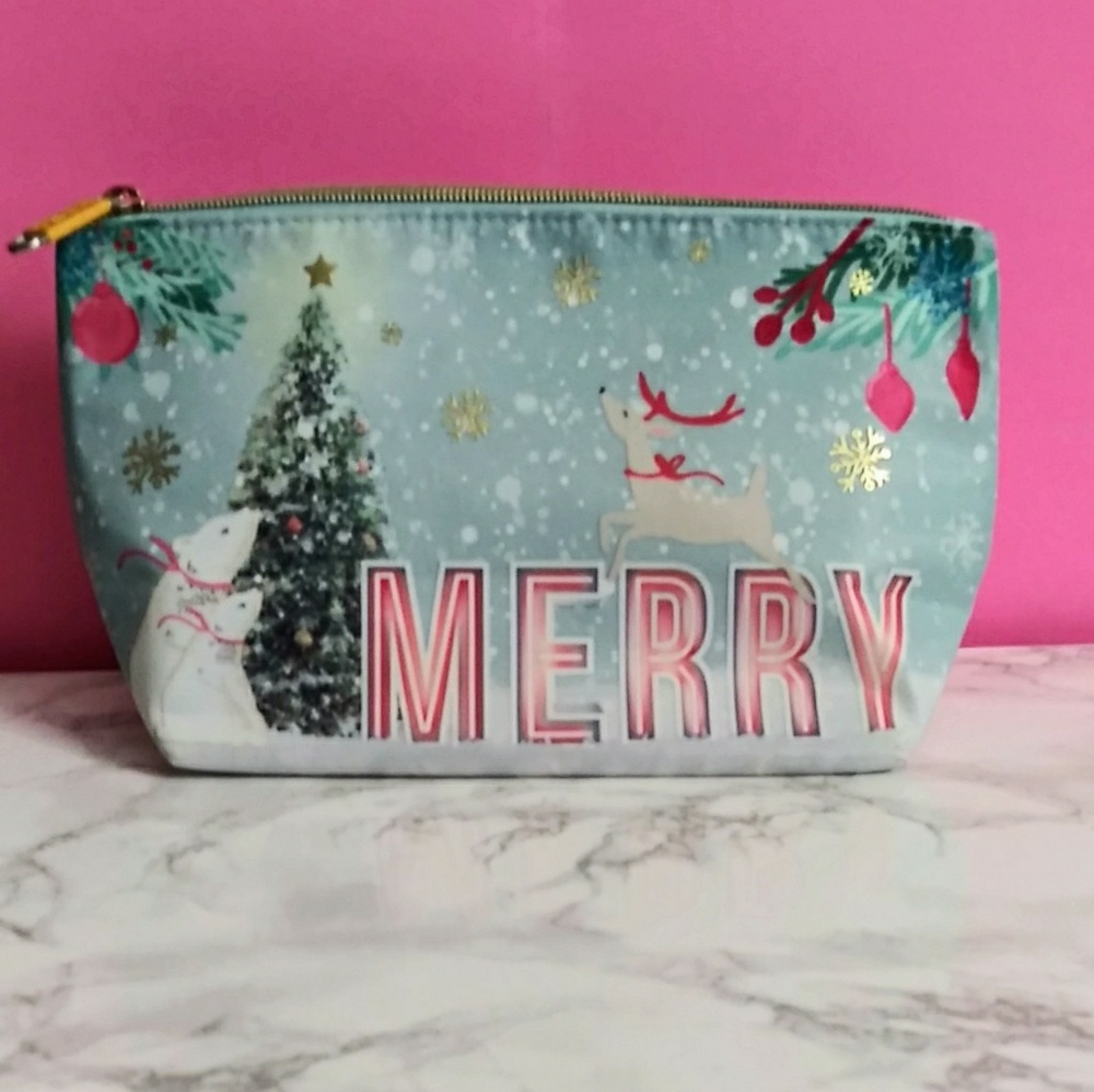 Merry Polar Bear Deer Festive Makeup Cosmetic Bag